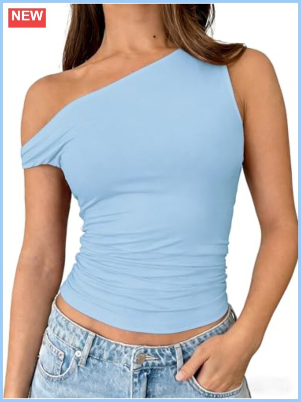 Off Shoulder Crop Tank Top Slim Fitted Double Lined Y2K Summer Top